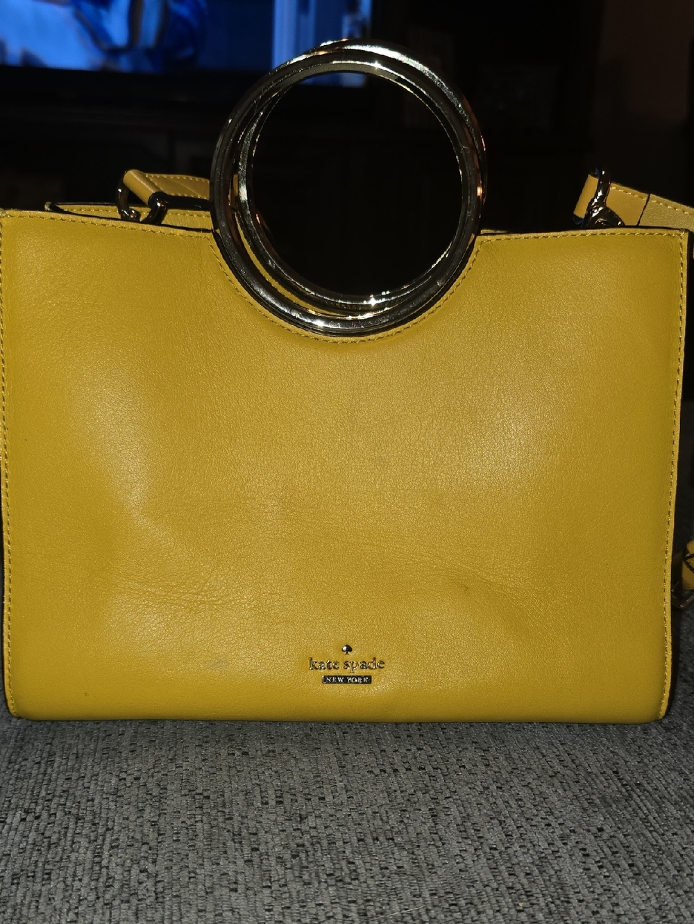 kate spade Yellow Leather Shoulder Bag with Gold Ring Detail